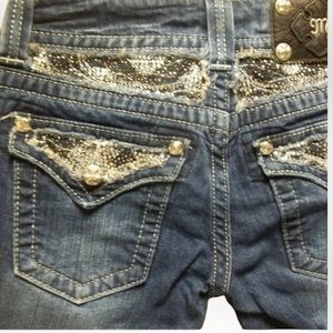 Miss Me Jeans Bling Rhinestones Crystal Studs Boot Cut JP5124B7 SZ 27 Inseam 34